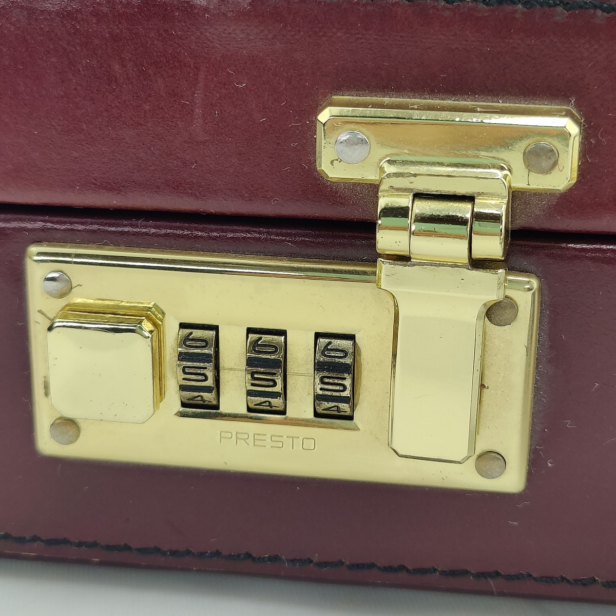 Top Grain Leather Briefcase Attache Burgundy Presto Combo Lock