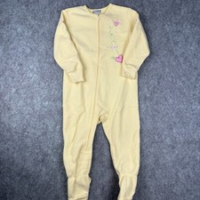 Carters Vintage Fleece Footed Pajamas One Piece Yellow 3T Zip Up Long Sleeve