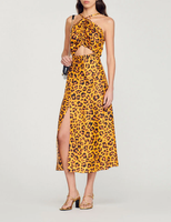 Sandro Damen Kleid Mehrfarbig Leoprint Satin Gr. 36 S FR 36 SFPRO02779