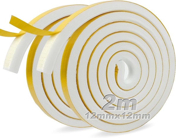 Moosgummi Selbstklebend Dichtungsband 12Mm X 12Mm Schaumstoff 2 Rollen 2M Lang-image