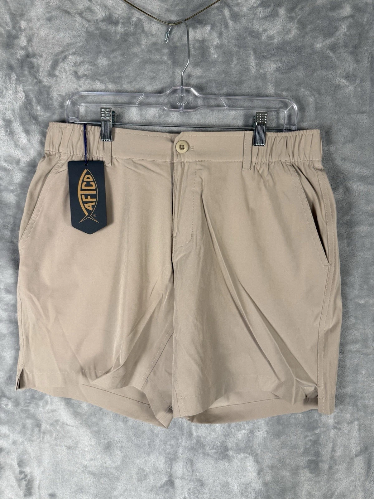AFTCO Fishing Shorts Stretch Chino Tan Khaki Beige Men's Size 34 Hiking NEW