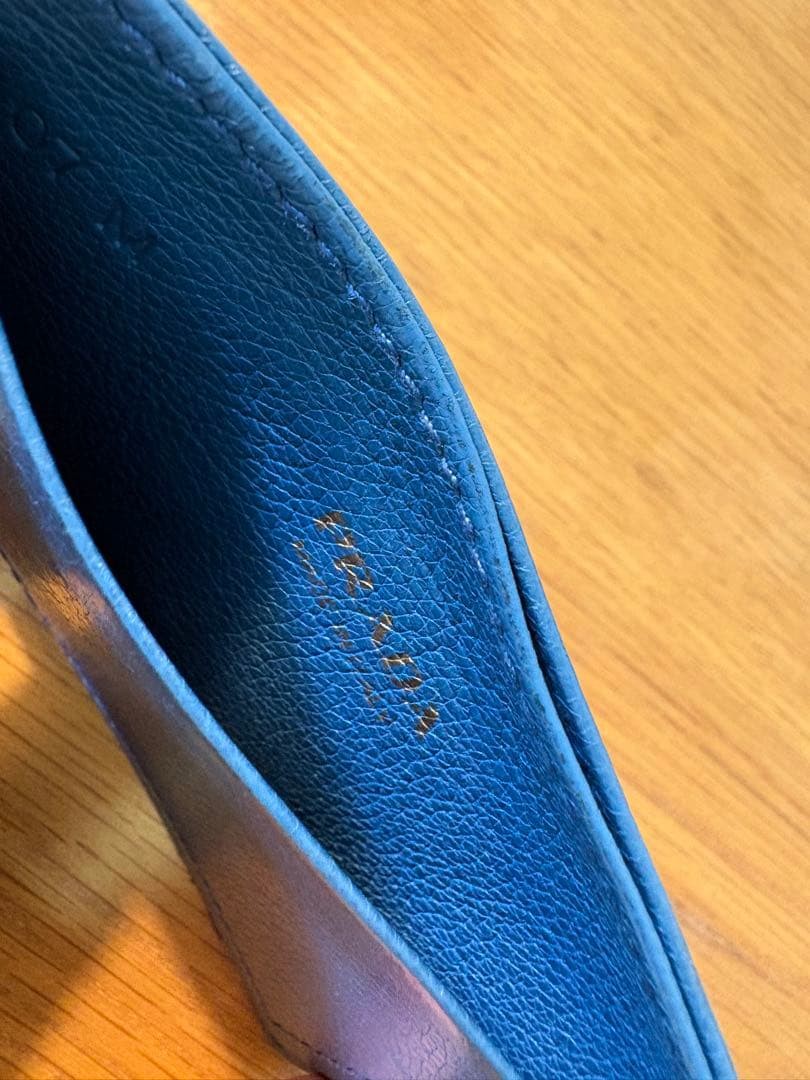 Prada Ribbon Card Case Pass Holder Cobalt Blue Leather 1MC208 Used thumbnail 4