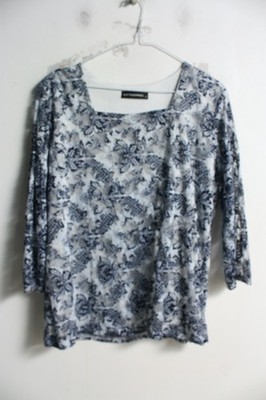 Just Elegance Damen Top mit Spitze gefüttert Blumenmuster - blau - Größe 16 (j48)