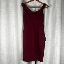 NEW! Lulus Classic Glam Burgundy Maroon Red Off-the-Shoulder Bodycon Dress Small