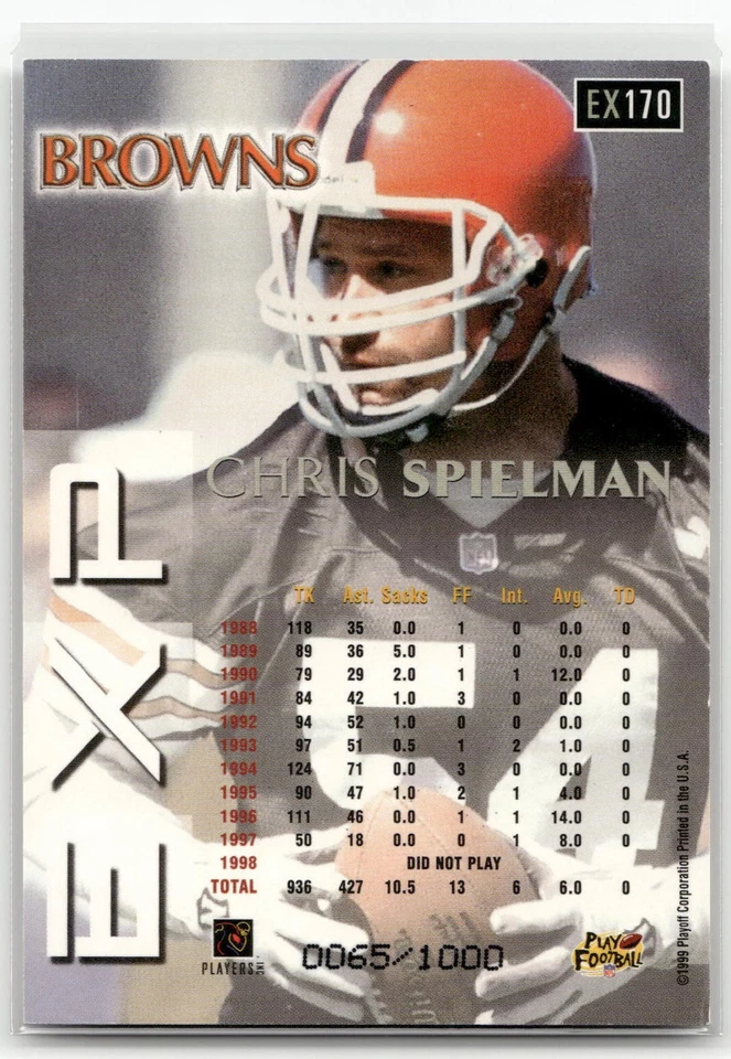 1999 Playoff Prestige EXP #EX170 Chris Spielman Reflections Gold #/1000 - Image 2 of 2