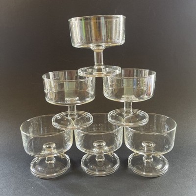 VINTAGE FRANZÖSISCHE LUMINARC KLARGLAS CHAMPAGNER COCKTAIL EISBECHER COUPE GLÄSER x 6