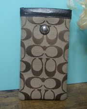 Coach Jacquard Brown Signature With Patent Leather Trim Sunglasses Glasses Case