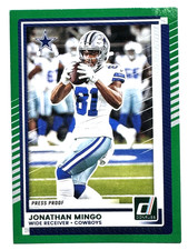 JONATHAN MINGO Cowboys 2025 Panini Donruss GREEN PRESS PROOF PARALLEL Card #10