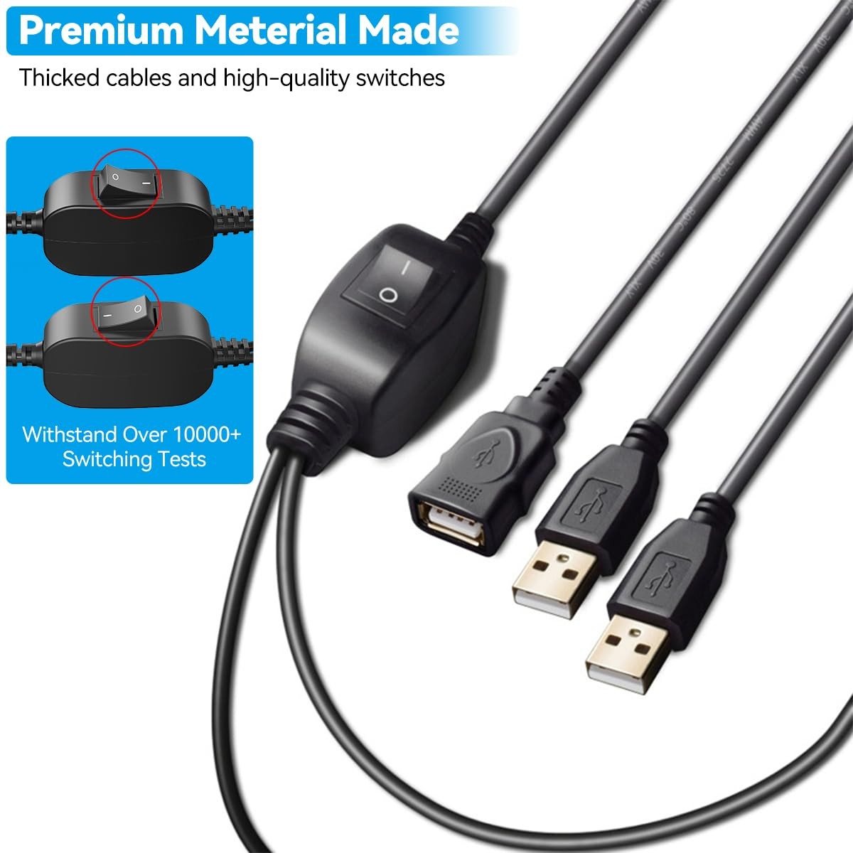 Herfair USB Splitter 1 in 2 Out Printer Cable for Two Bundled 