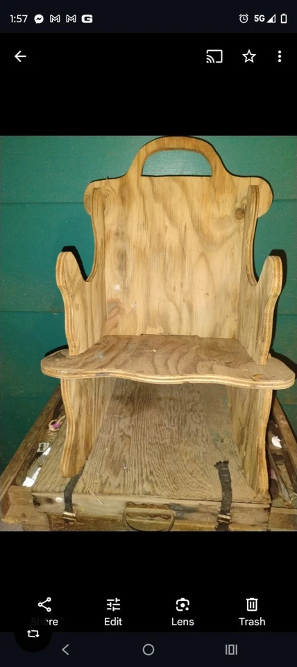 Mecedora balancín antigua vintage de madera maciza para niños Foto 3 de 4