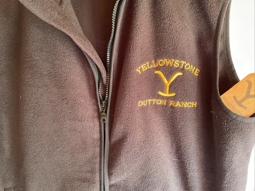 Yellowstone Dutton Ranch Fleece Vest Men's L Black Full Zip Lightweight Western - Picture 2 of 8