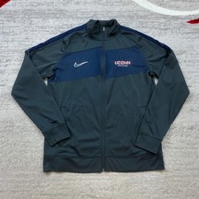 Nike UConn Huskies Full Zip Jacket Large Gray Swoosh Connecticut Basketball NCAA