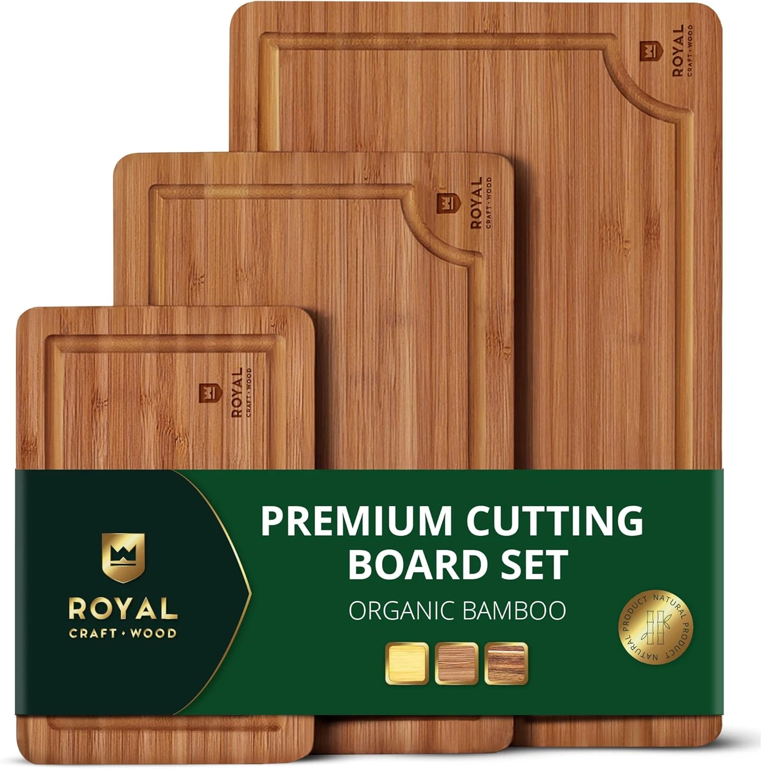 Wooden Cutting Boards for Kitchen Meal Prep & Serving - Bamboo Wood Serving Boar
