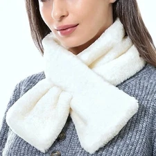 Apparis Bambi Winter White Cream Ivory Faux Fur Scarf Neck Wrap Pull Through