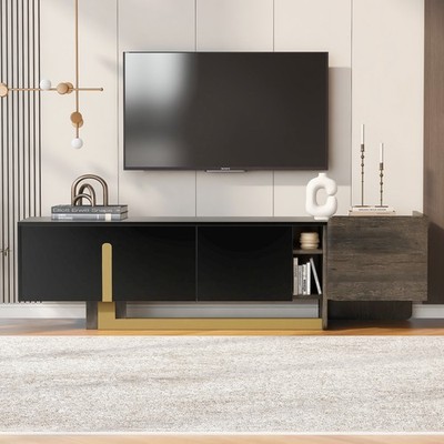 VIBE HAUS  66.7'' Light Luxury TV Stand for TVs up to 70 Inches, Modern TV Cab
