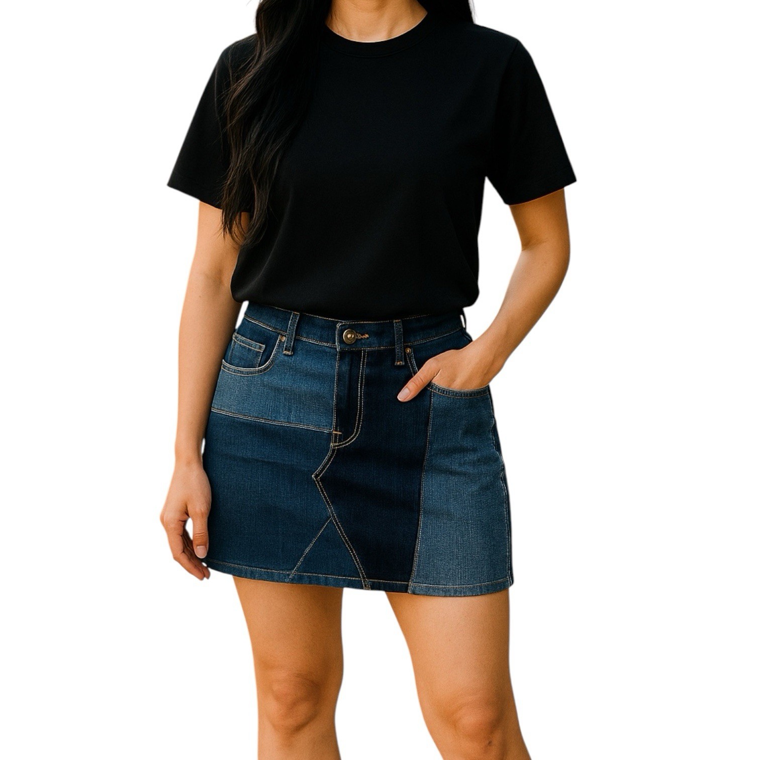 Arizona Jean Company Womens Size 3 Juniors Y2K Mixed Panel Denim Skirt