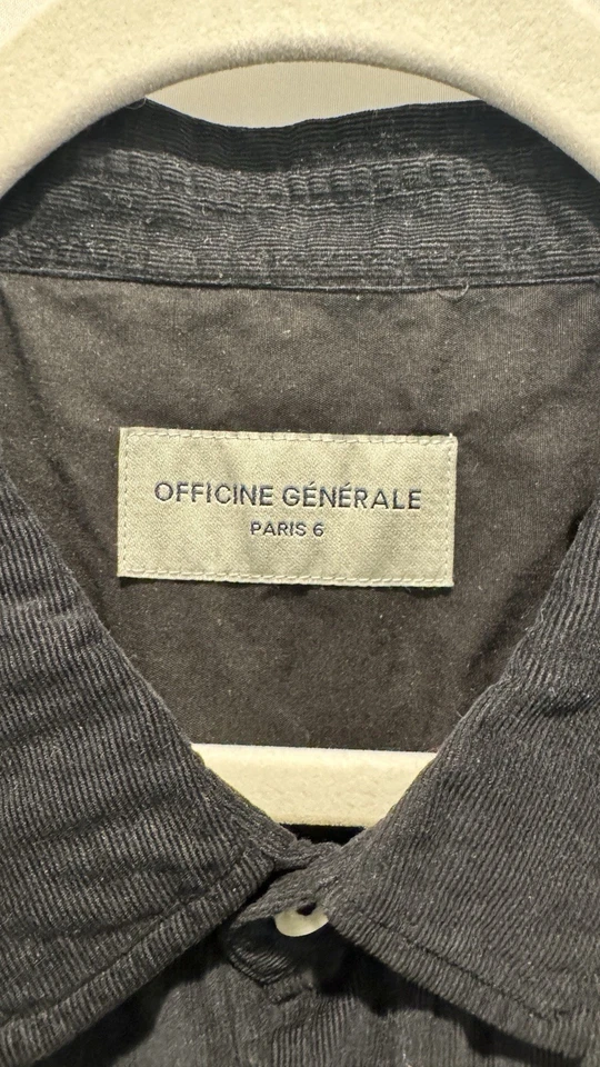 $335 Officine Generale Men's Navy Benoit Long-Sleeve Button-Down Shirt Size XXL - Image 3 of 4