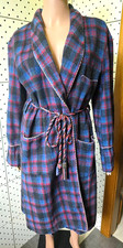 Vintage 80's Tartan Dressing Gown House Robe Wool Blend Size Small Made England