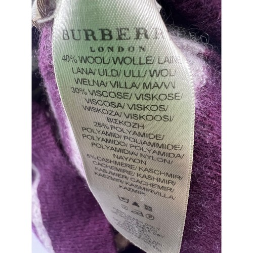 Burberry Sweater Kids Girls Small Plum Purple Gray Striped Cardigan Button Wool - Picture 7 of 10