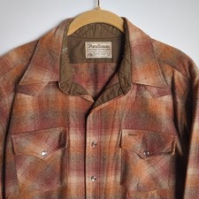 PENDLETON HIGH GRADE WESTERN WEAR Vtg Plaid Wool Flannel Pearl Snap SHIRT M