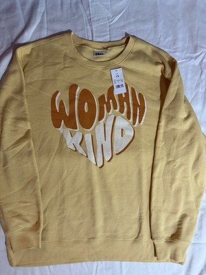 Doe. Yellow Pullover Sweater Sweatshirt Plus Size 1X Graphic Print Crew Neck