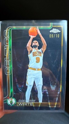 2025-26 Topps Chrome Derrick White Black Refractor /10 #40 - 09/10 JERSEY MATCH!