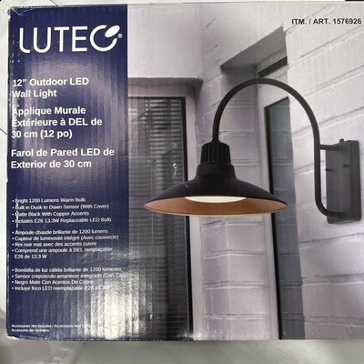 Lutec 12'' Outdoor LED Wall Light 1576926 Brand New