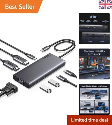 Vielseitiges Revodok USB-C Dock: Dual HDMI, VGA und 4x USB Ports für alle Laptops