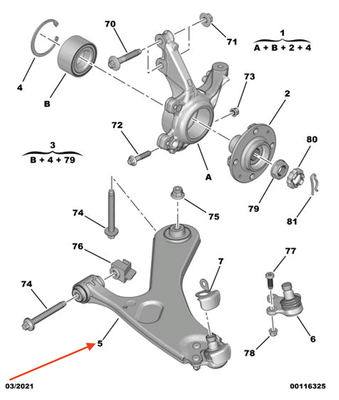 PEUGEOT 2008 Front Left Wishbone 9831682580 New Genuine | eBay 