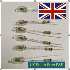 Uk 🇬🇧 7 x 5mm Orange Neon Lamp 240volt Standard Miniature Neon Bulb & Resistor