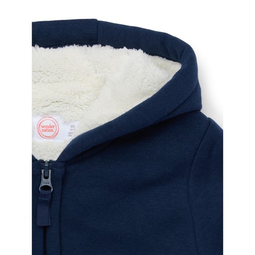 Wonder Nation Boys Kid Tough Zip Hoodie with Faux Shearling Lining Size L (10-12 - Picture 2 of 3