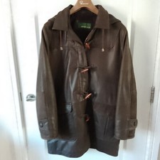 Ladies Hide Park Brown Leather Jacket/duffle Coat. Size 16/18