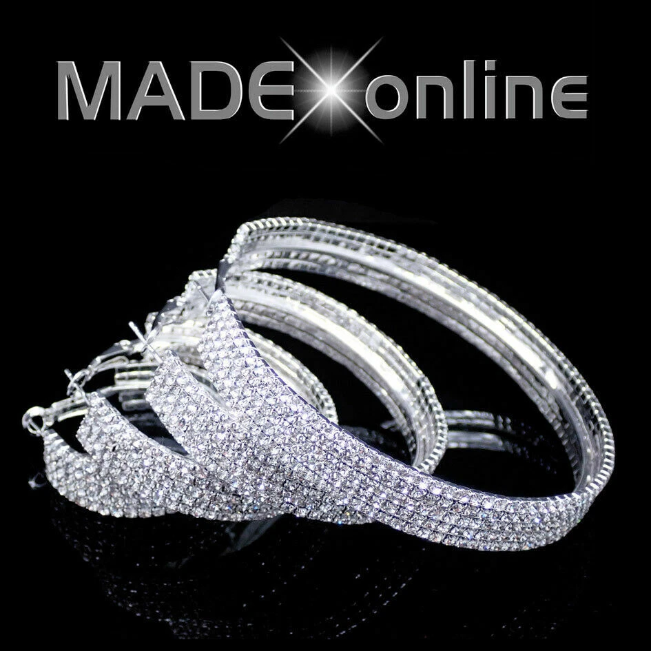Large Chunky Bling Hoop Earrings Big Wide Sparkle