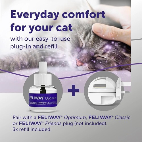 Feliway Optimum Cat Enhanced Calming Pheromone 3 x 30 Day Refill 48ml Freeship- - Picture 7 of 14