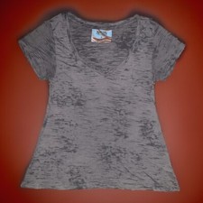 Nation By Jen Menchaca Women's Burnout Grey T-shirt Made In USA (Size: 2/Small)