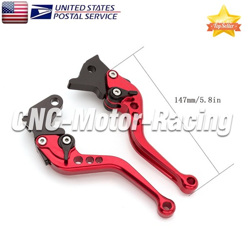 For Yamaha XT350 1985-1995 XT600 1984-1986 Brake Clutch Levers & Grips Short Red - Picture 2 of 16