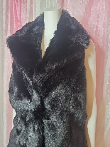 Dimri Black Faux Fur Dressy Vest Size Large - Picture 2 of 9