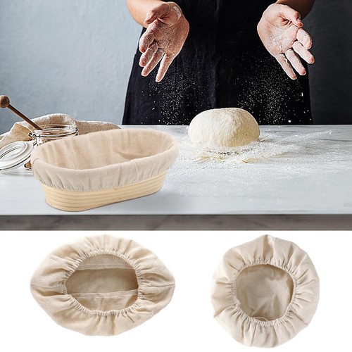 Oval Bread Banneton Proofing Basket Liner Cloth Cover Natural Rattan Bake Dough