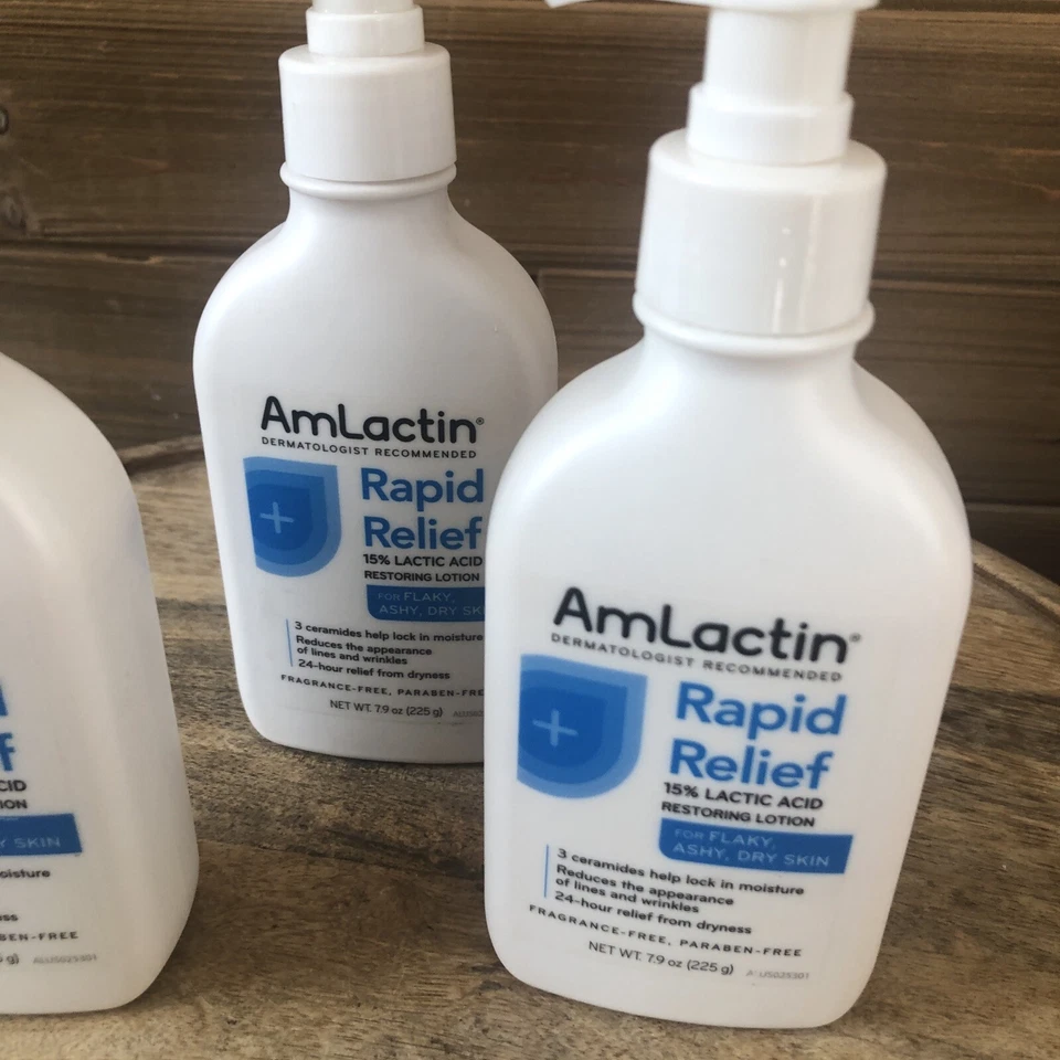 (3) Loción corporal restauradora de alivio rápido AmLactin para piel seca 7,9 OZ cada una Foto 3 de 4