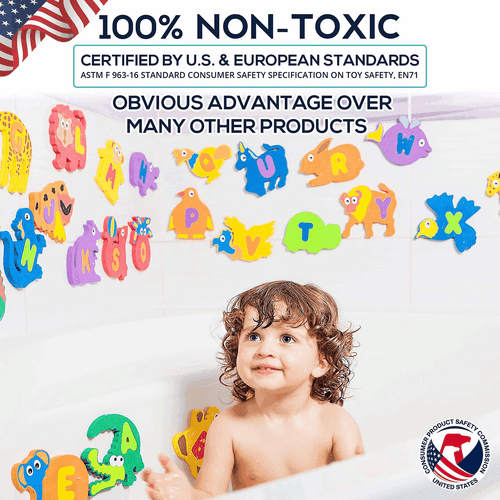 Foam Bath Toys Premium Educational Floating Bathtub Preschool Alphabet 52 Pcs - Picture 4 of 6