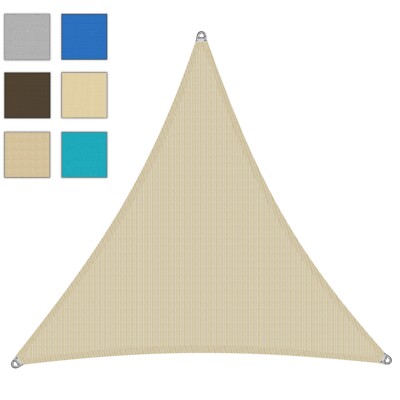 7' Triangle Sun Shade Sail w/ Steel A-Ring Heavy Duty Cover Garden Patio Canopy
