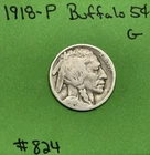1918-P Buffalo 🦬 Indian Head Nickel 5c Good