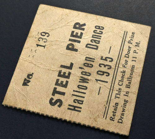 1935 Steel Pier Halloween Dance Party Door Prize Ticket Stub Atlantic City NJ - Picture 3 of 3