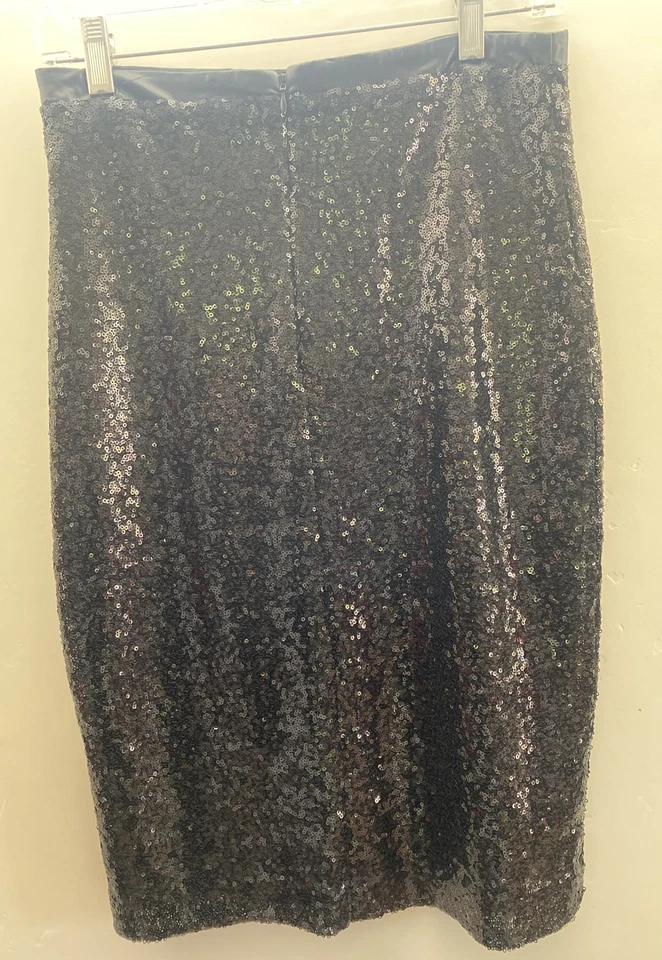 Falda Downeast Talla S Midi Negra Lentejuelas Lápiz Brillo Retro Disco Fiesta Formal Foto 3 de 4