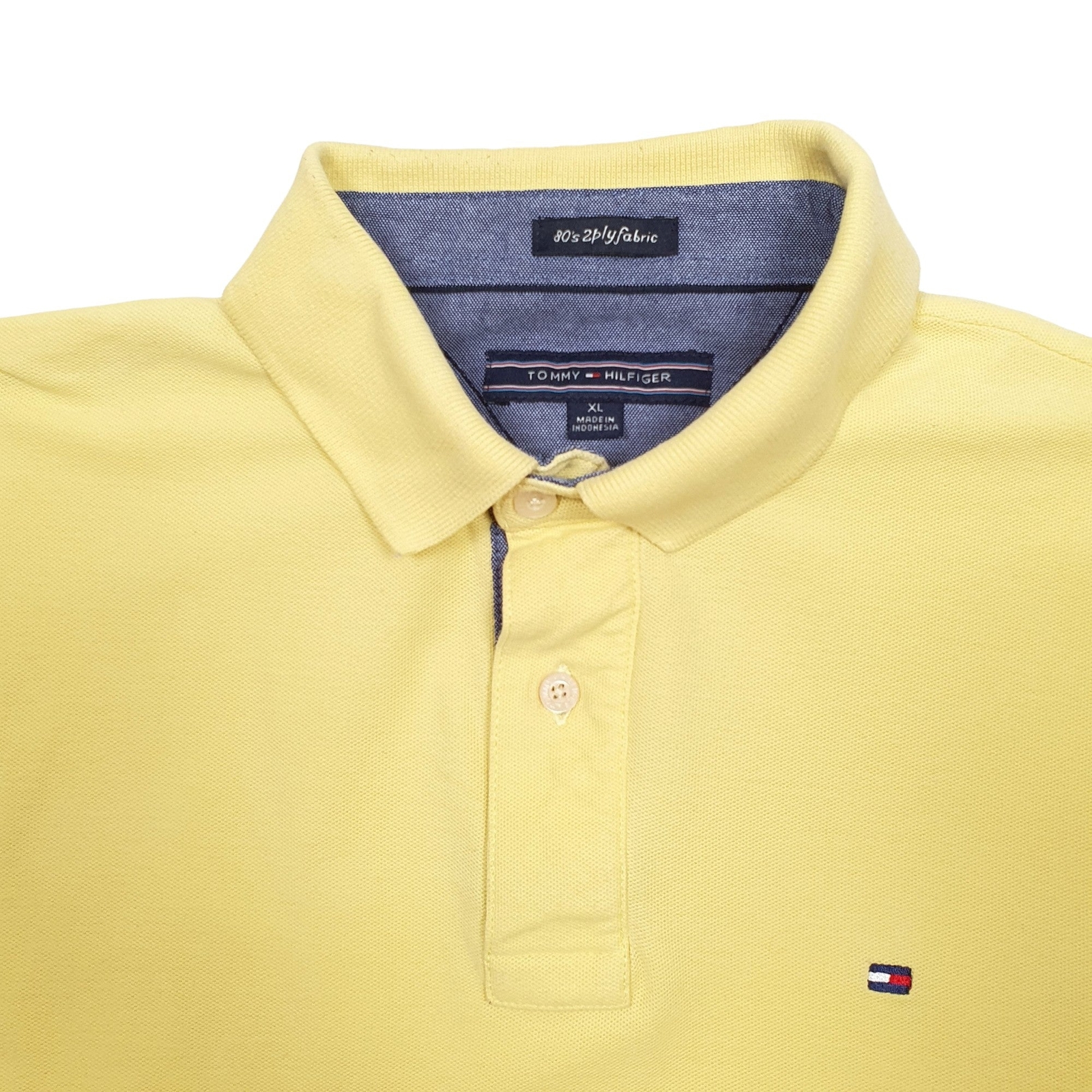TOMMY HILFIGER Yellow Polo Shirt Short Sleeve Cotton Mens XL image 3
