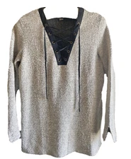Ethereal by Paper Crane Sweater Anthropologie Small S Gray Wool Blend Lace-up V