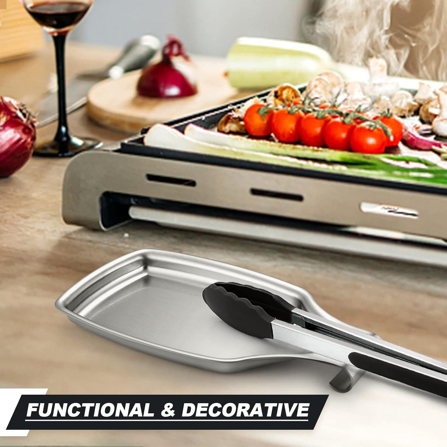 2 Pack Stainless Steel Spoon Rest – Large Utensil Holder for Stove or Counter