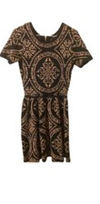 Romeo + Juliet Couture Damask Intarsia Knit Short Sleeves Zip Size Small Dress.