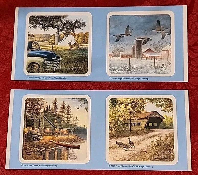 Set of 4 Coasters Wild Wings Licensing 2020 Chipboard Double-Sided ...