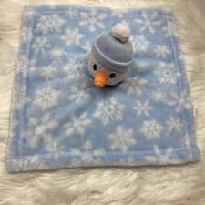 HB Hudson Baby SNOWMAN Lovey Security Blanket Light Blue White Orange Soft Plush